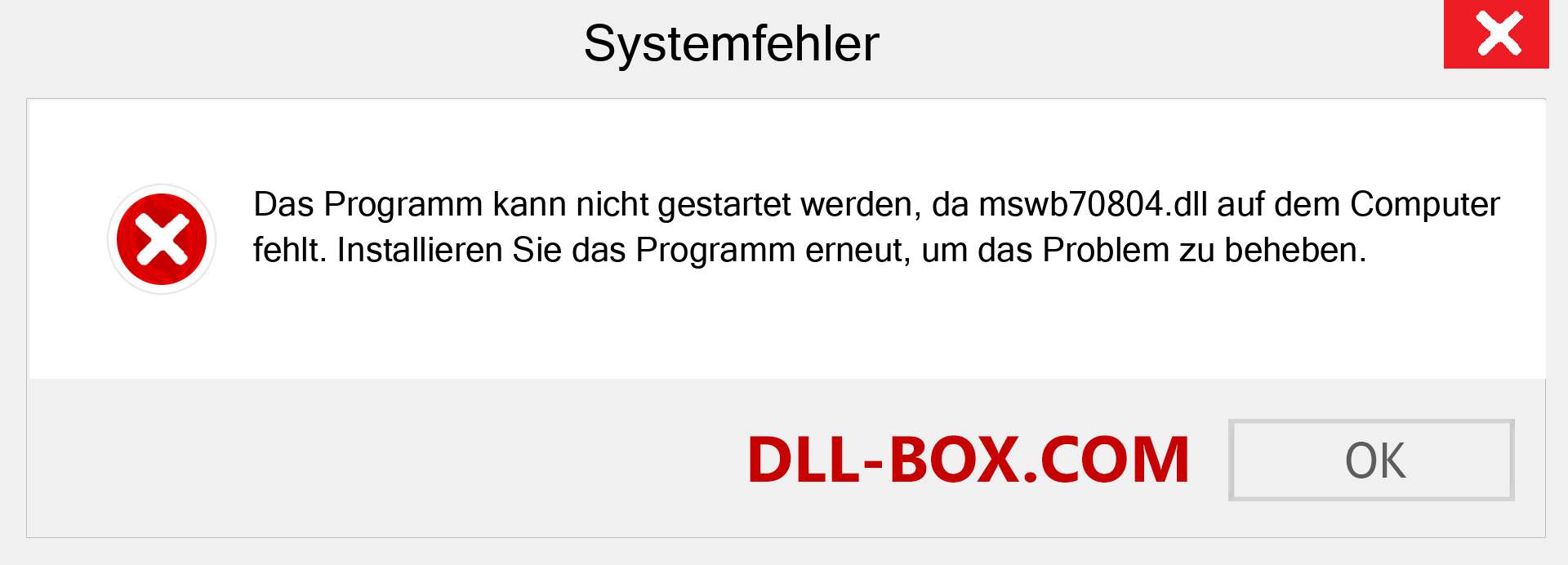 mswb70804.dll-Datei fehlt?. Download für Windows 7, 8, 10 - Fix mswb70804 dll Missing Error unter Windows, Fotos, Bildern