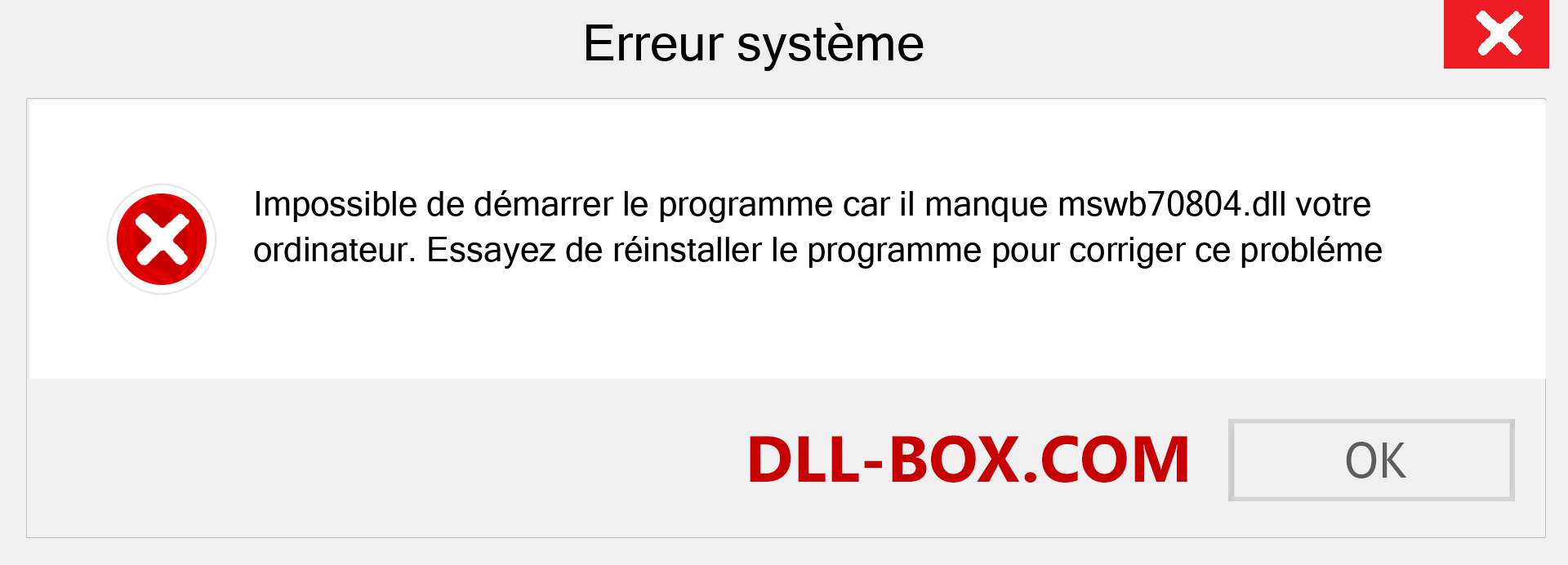 Le fichier mswb70804.dll est manquant ?. Télécharger pour Windows 7, 8, 10 - Correction de l'erreur manquante mswb70804 dll sur Windows, photos, images